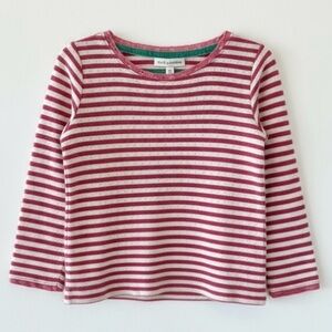 Mini Boden Pink White Striped Long Sleeve Top Lace Eyelet Detail Girls 4-5Y